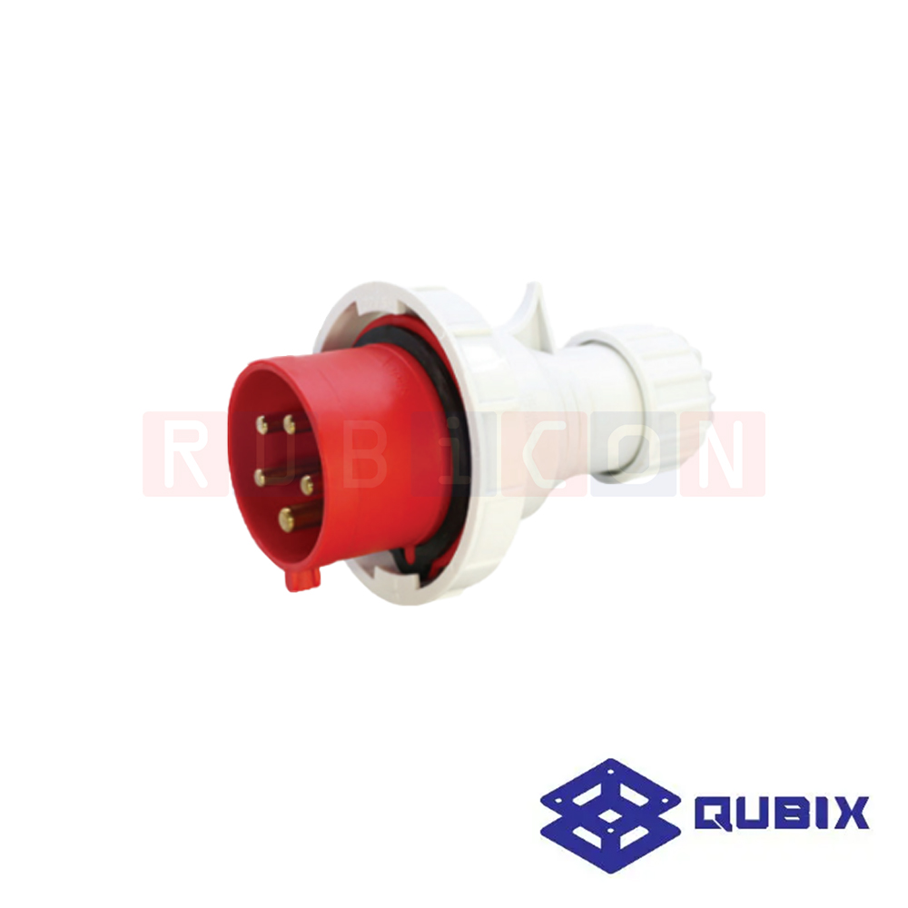 QUBIX AJ-0252 ปลั๊กพาวเวอร์ตัวผู้กลางทางกันน้ำ 5 ขา 3P+N+E 32A 220-415V 6H IP67
