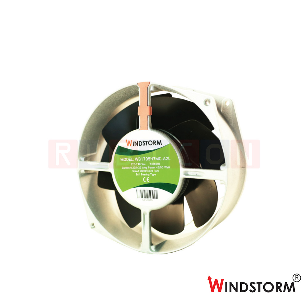 "WINDSTORM" WB1705H7MC-A1L-G พัดลมระบายอากาศ แบบลูกปืน 6" ใบพัดเหล็ก 100-125V