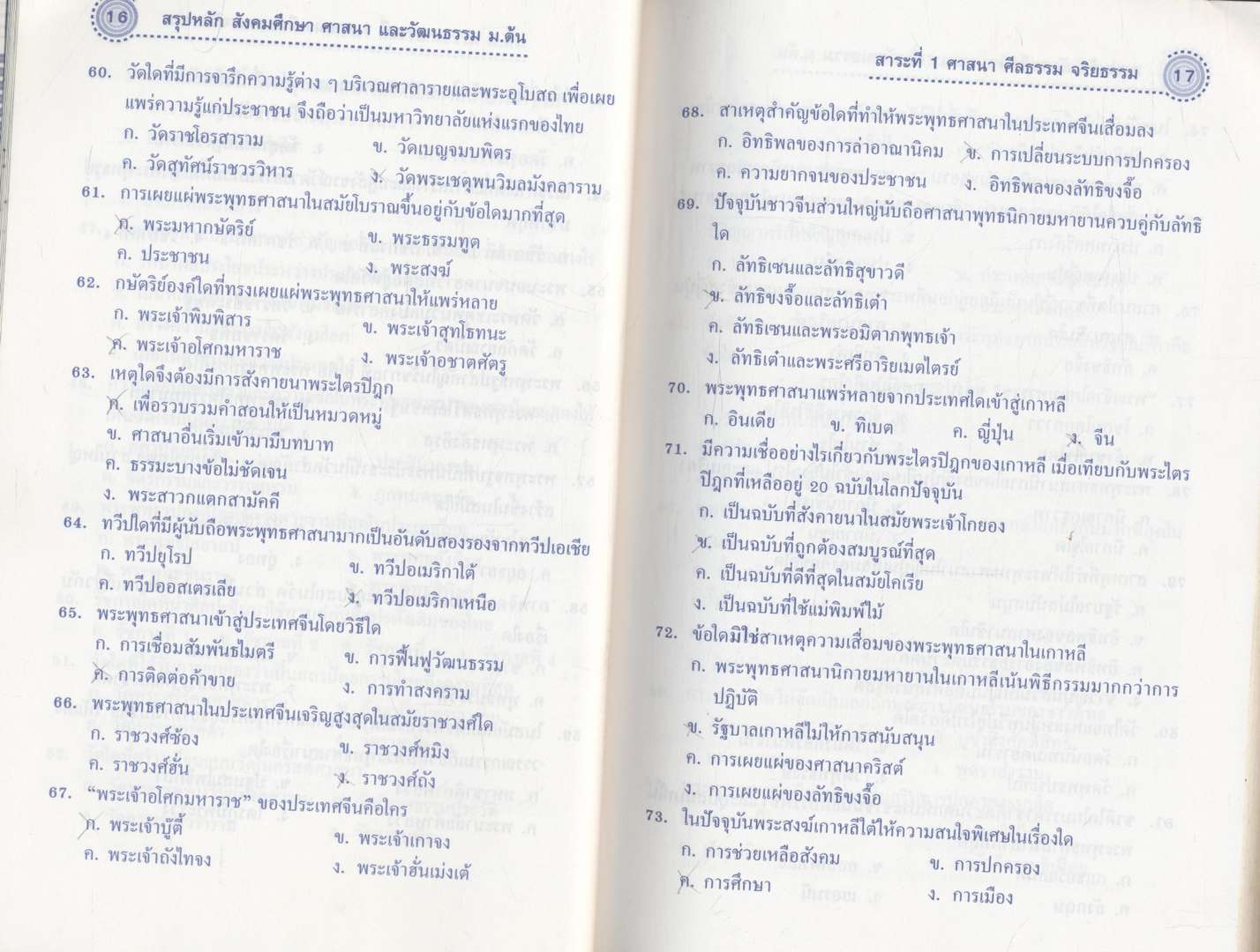 สรุปหลักสังคมศึกษา ศาสนาและวัฒนรรม ม.ต้น สาระที่1 ศาสนา ศีลธรรม จริยธรรม ม.ต้น