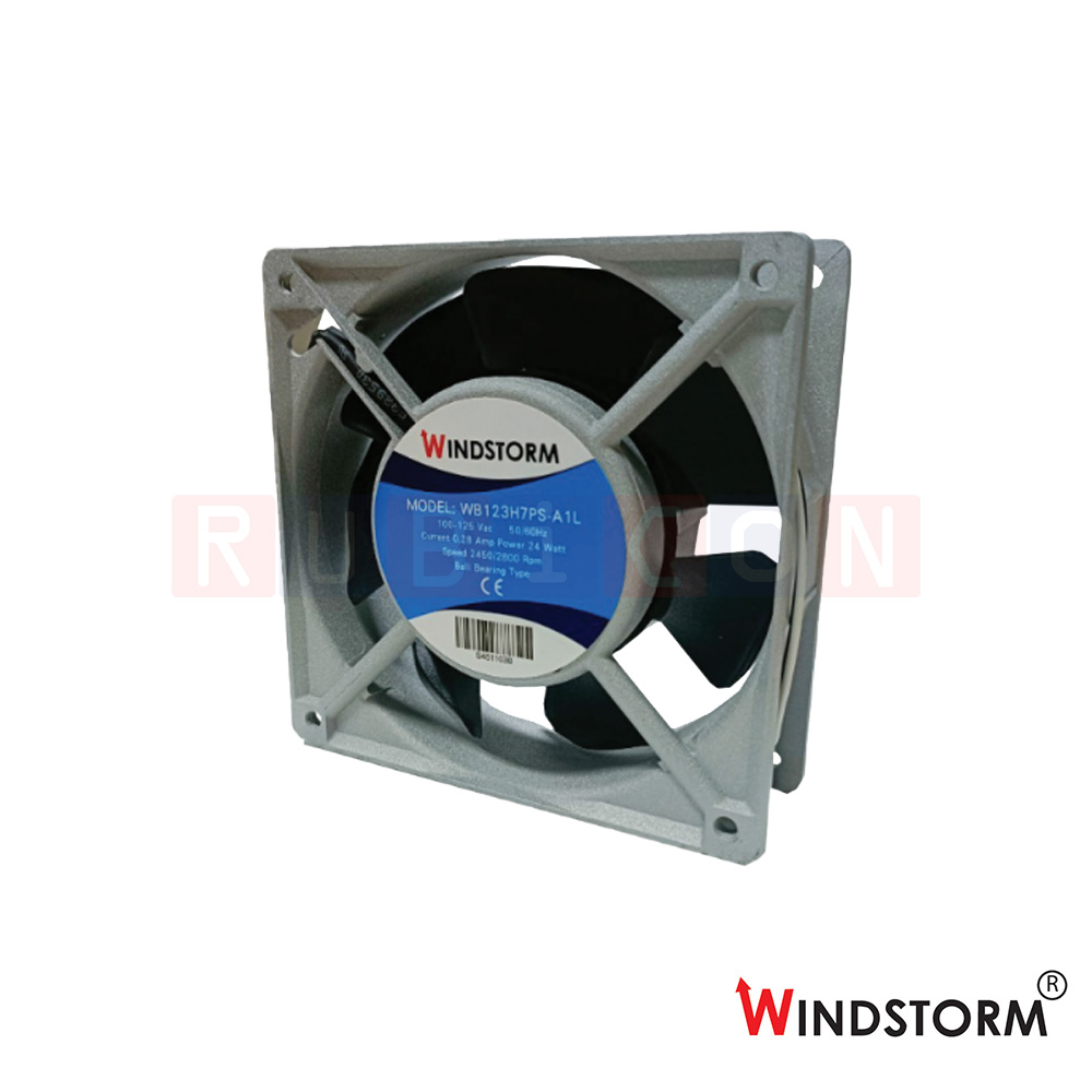 "WINDSTORM" WB123H7PS-A1L-Gพัดลมระบายอากาศ แบบลูกปืน 4.5" 100-125VAC