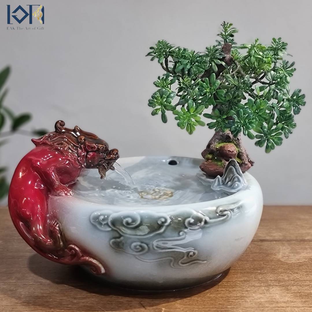 น้ำพุตั้งโต๊ะ รุ่นปี่เซียะกินน้ำรหัสสินค้า10493 ตกแต่งบ้านเสริมฮวงจุ้ย น้ำตกน้ำล้นของขวัญมงคล