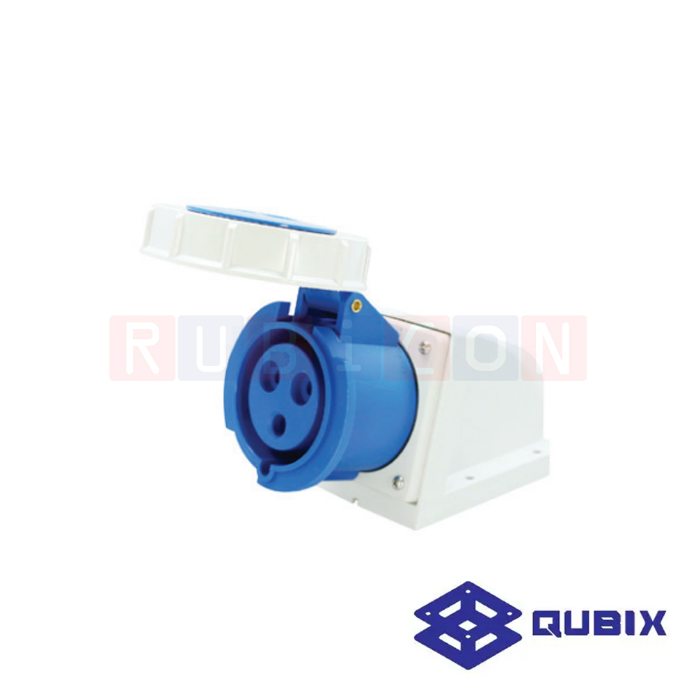 QUBIX AJ-1232 ปลั๊กพาวเวอร์ตัวเมียติดลอยกันน้ำ 3 ขา 2P+E 32A 220-240V 6H IP67