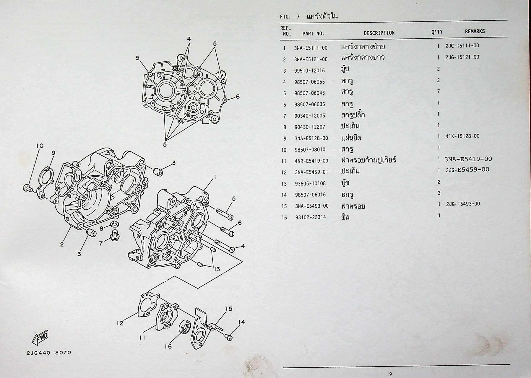 สมุดภาพอะไหล่ PARTS CATALOG : YAMAHA MATE 100 Y100 (3NA8) '95