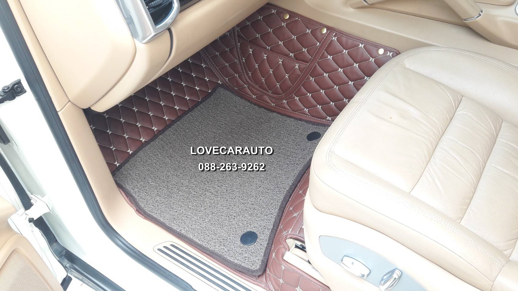 พรมรถยนต์ 7d Porsche Cayenne สีกาแฟ+ไวนิลสีน้ำตาล