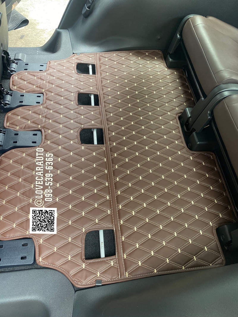 พรมปูพื้นรถยนต์ Mitsubishi PajeroSport 2019 VVIP ด้ายคู่ สีกาแฟ+ไวนิลน้ำตาล