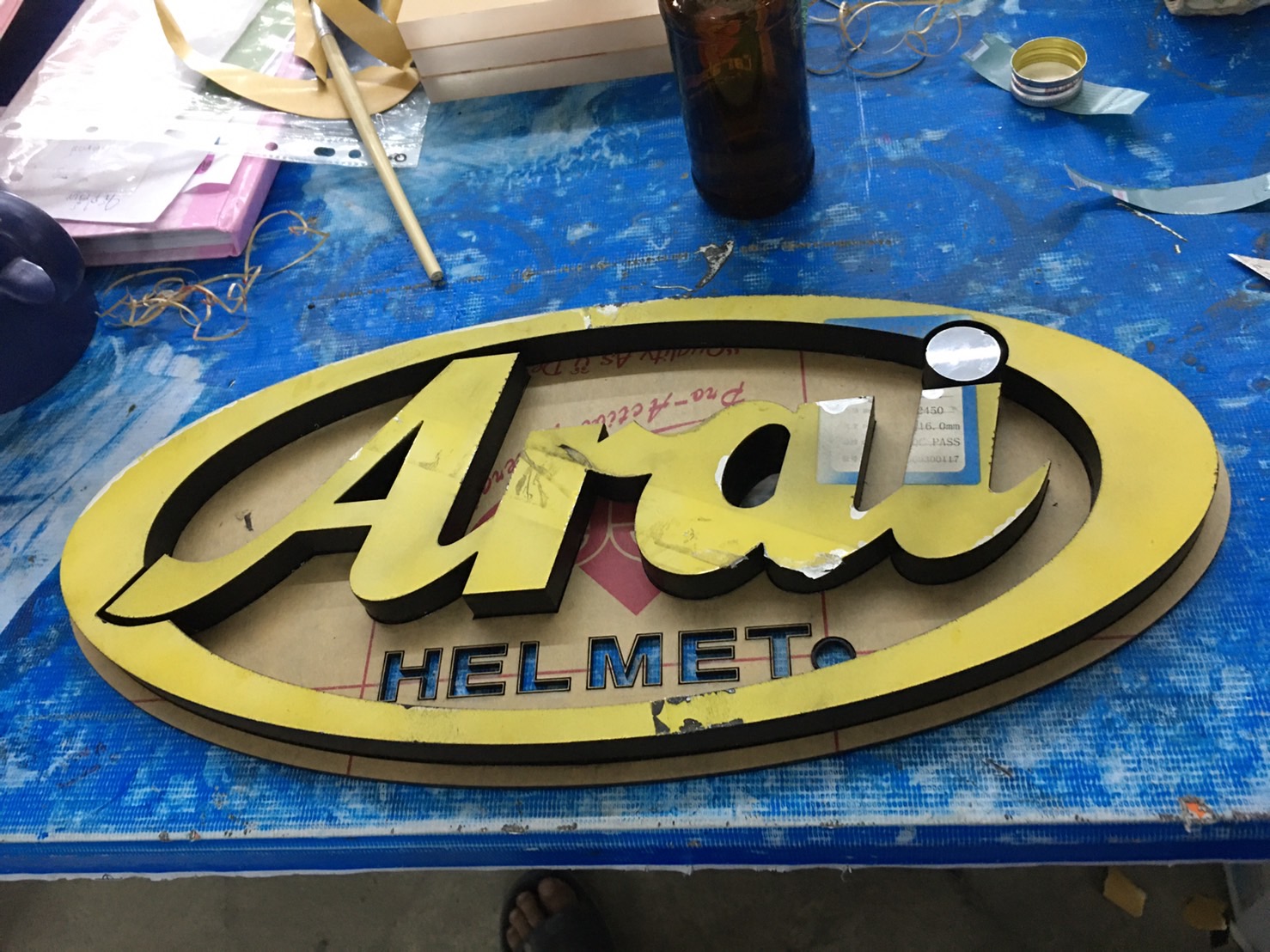ป้ายไฟโลโก้ไฟออกหน้า งานArai helmet