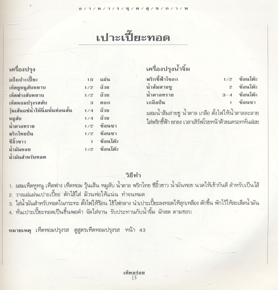 อาหารชุดสุขภาพ เห็ดอร่อย สำนักพิมพ์แสงแดด