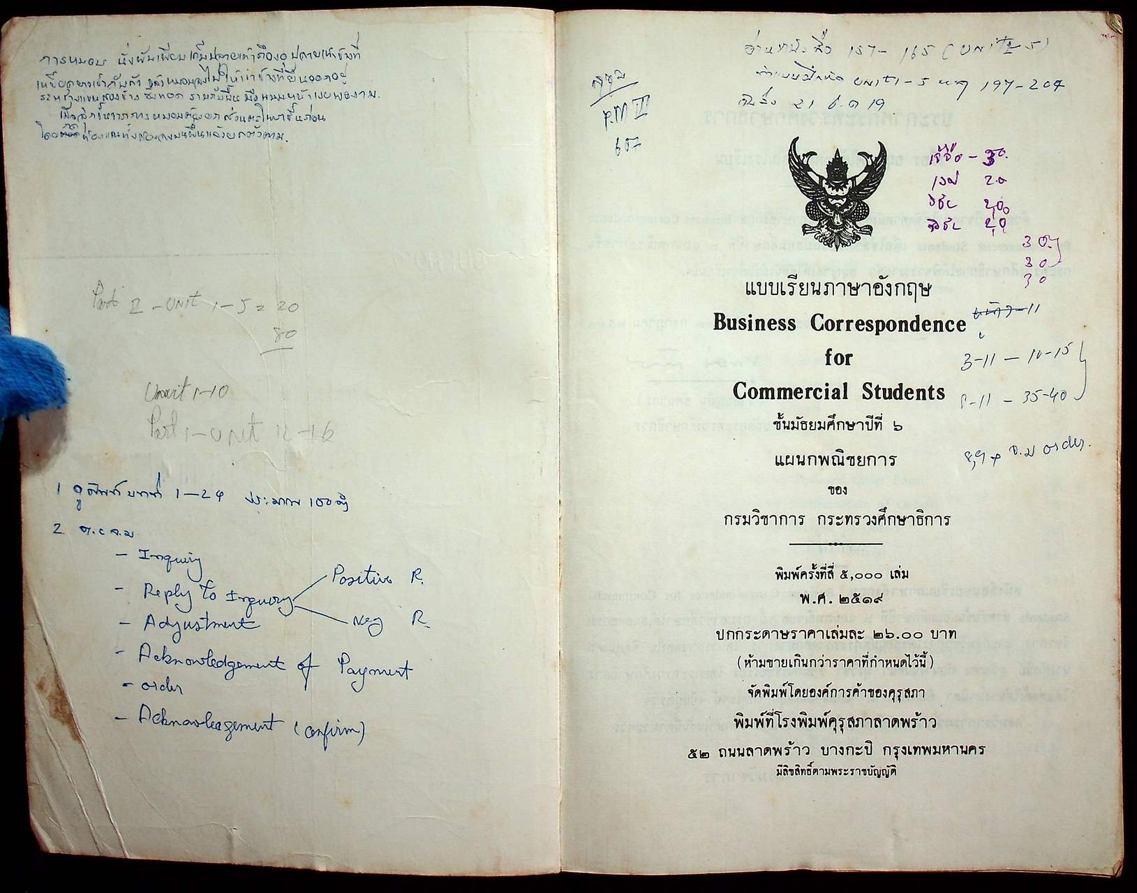 แบบเรียนภาษาอังกฤษ BUSINESS CORRESPONDENCE FOR COMMERCIAL STUDENTS มัธยมศึกษาปีที่ ๖ แผนกพณิชยการ