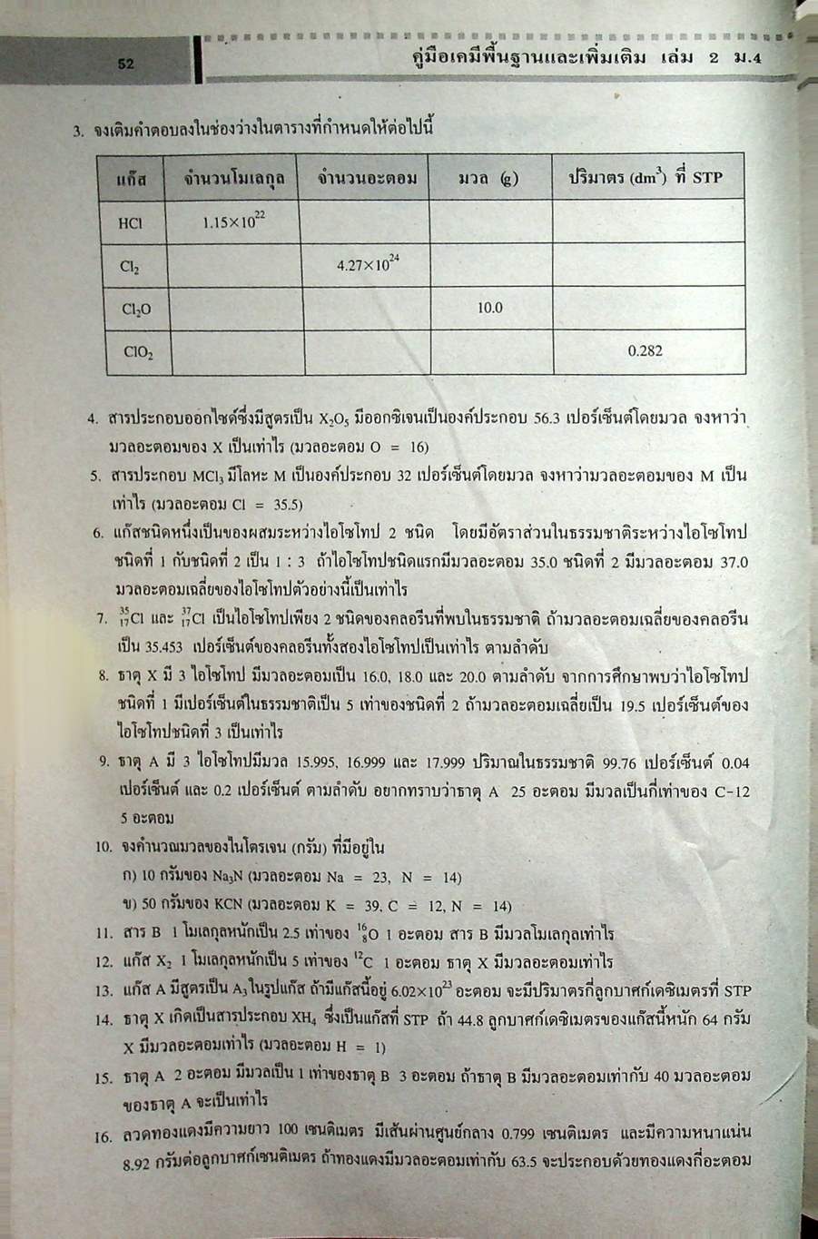 เคมีพื้นฐานและเพิ่มเติม ชั้นมัธยมศึกษาปีที่ 4 เล่ม 2