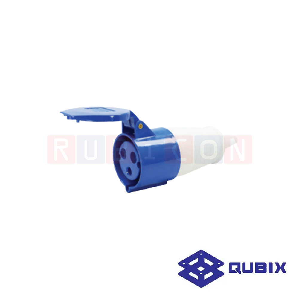 QUBIX AJ-223L ปลั๊กพาวเวอร์ตัวเมียกลางทาง 3 ขา 2P+E 32A 220-240V 6H IP44