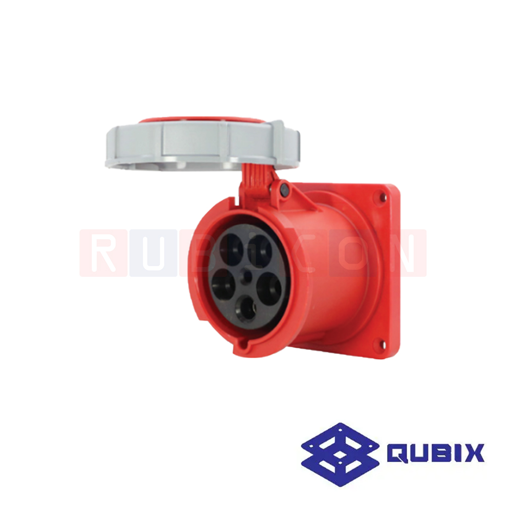 QUBIX AJ-4452 ปลั๊กพาวเวอร์ตัวเมียฝังหน้าตรงกันน้ำ 5 ขา 3P+N+E 125A 220-415V 6H IP67