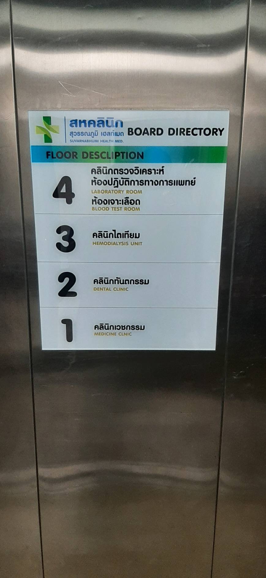 รับทำป้ายอะคริลิคบอกชั้น ป้ายบอกชั้นหน้าลิฟท์ ป้ายสหคลินิก สุวรรณภูมิ