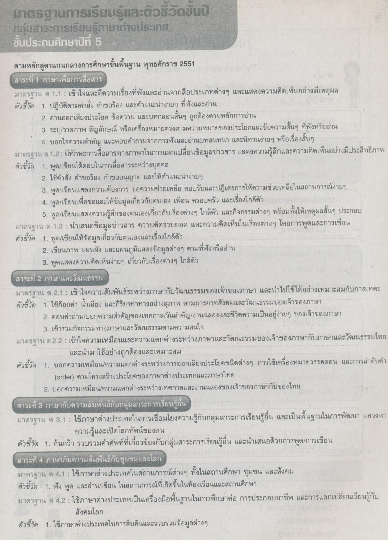 คู่มือครู รายวิชาพื้นฐาน ภาษาอังกฤษ Smile 5 ชั้นประถมศึกษาปีที่ 5