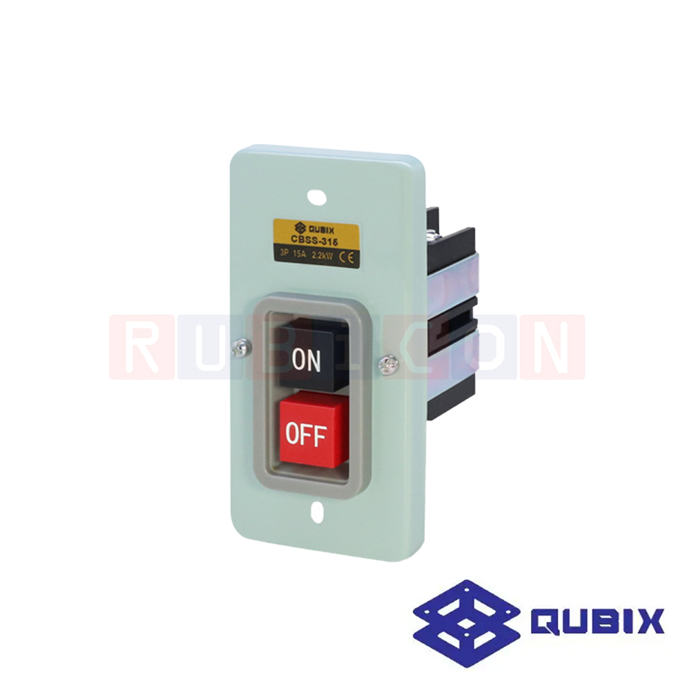 QUBIX CBSS-315 สวิตซ์กดจม ON-OFF 3P 15A 600V 2.2KW SCREW TERMINAL M3.5 ติดตั้งแบบฝัง IRON (POWER PUSHBUTTON SWITCH)