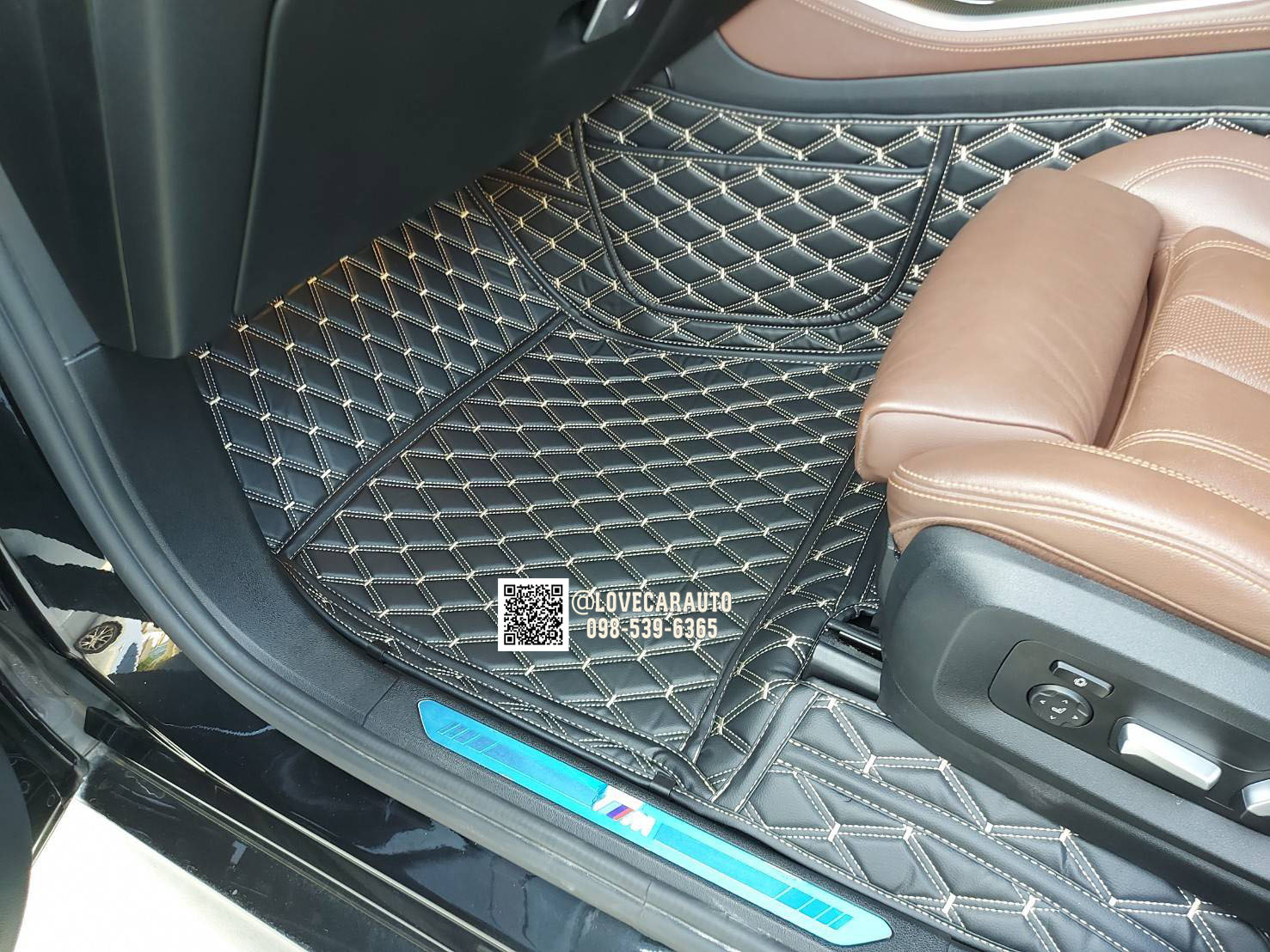 พรมปูพื้นรถยนต์ 6D Bmw X5 2020 สีดำด้ายทองVVIP