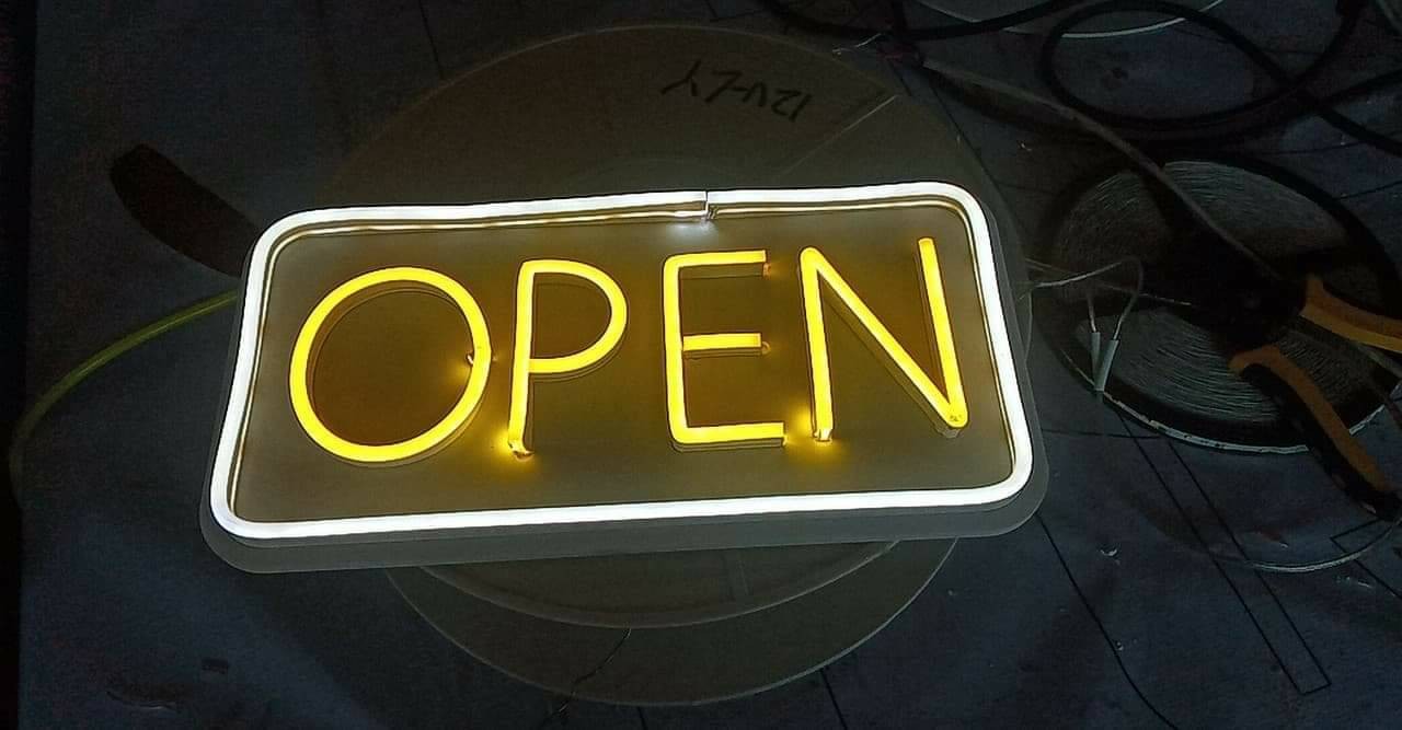 ป้ายไฟแอลอีดีนีออนเฟล็ค งานป้ายโอเพ่น OPENนีออน