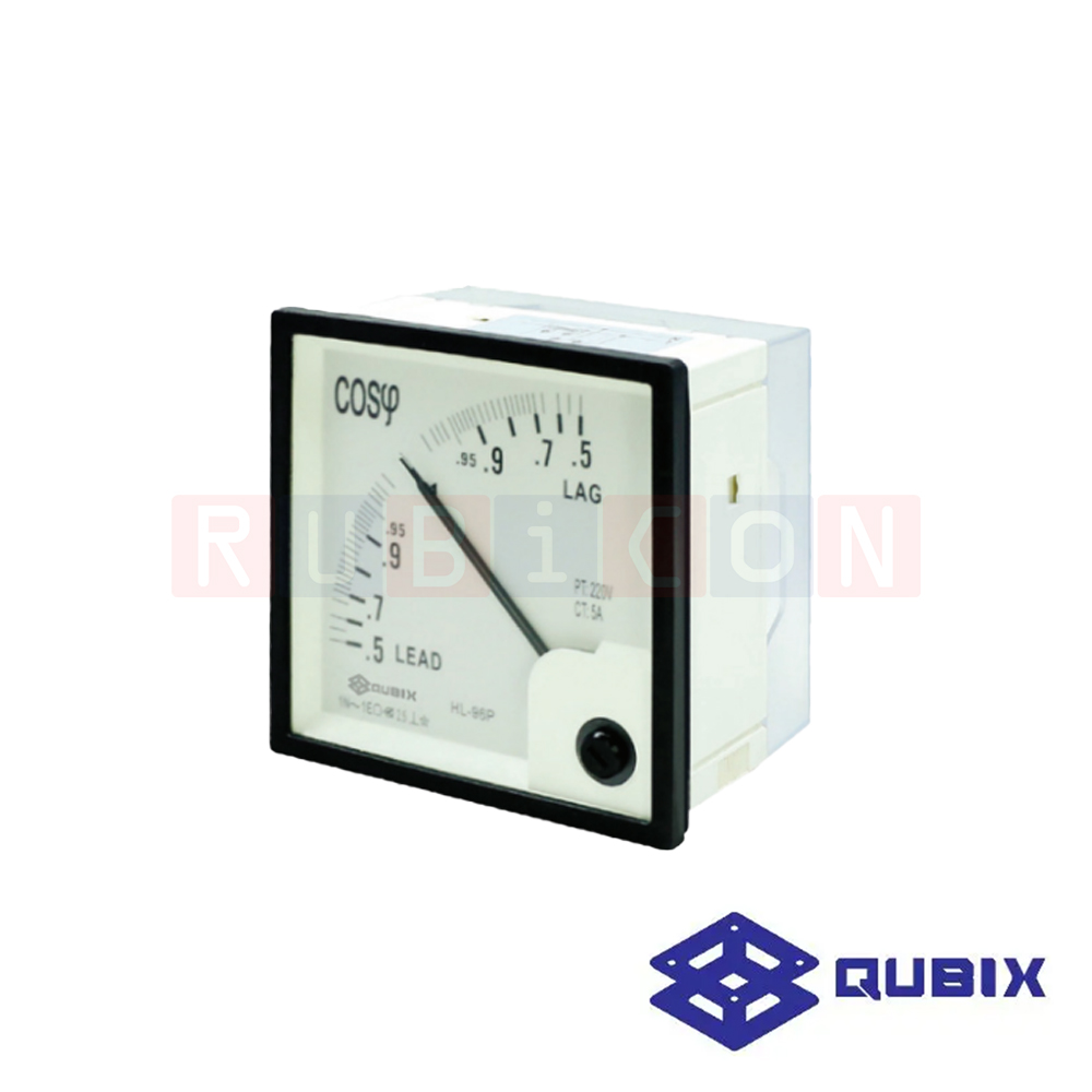 QUBIX HL-96P 220V 380V พาเนลมิเตอร์แบบอนาล็อก มิเตอร์วัดแฟคเตอร์แบบกันน้ำ (ANALOG PANEL METER HL SERIES 96X96 MM. FREQUENCY METER IP65)