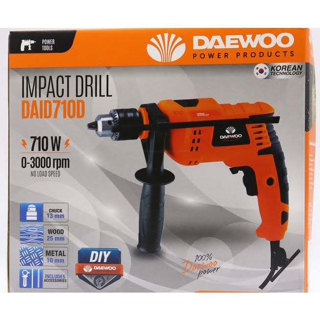 รหัสสินค้า 242 Daewoo สว่านกระแทก 710 วัตต์ 1/2 นิ้ว (13 มม.) รุ่น DAID710D Impact Drill