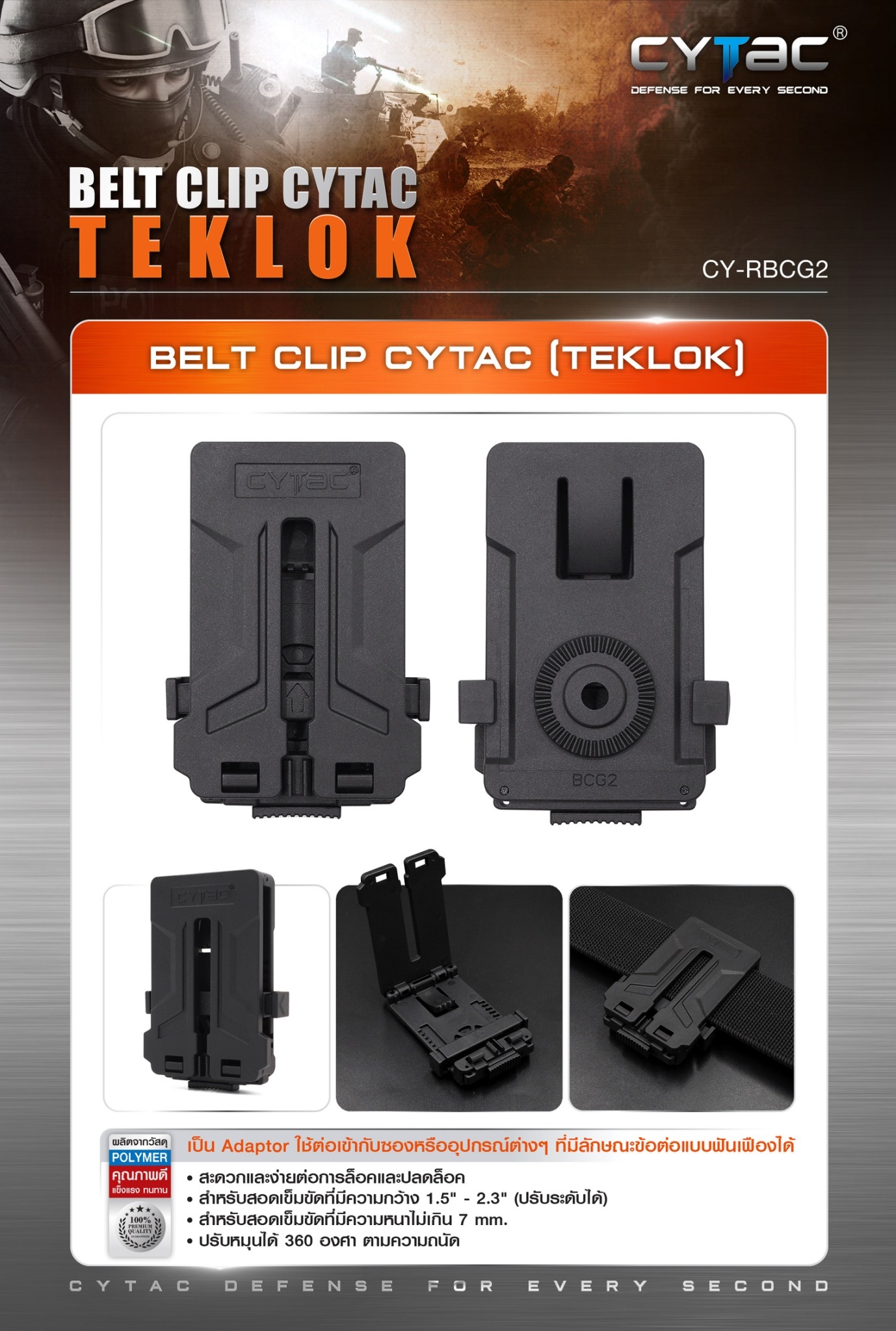 🇹🇭 625 ไทยแลนด์ แทคติคอล Belt Clip Cytac ( Teklok ) เพลทปลดไวติดกับซองปืน Thailand Tactical