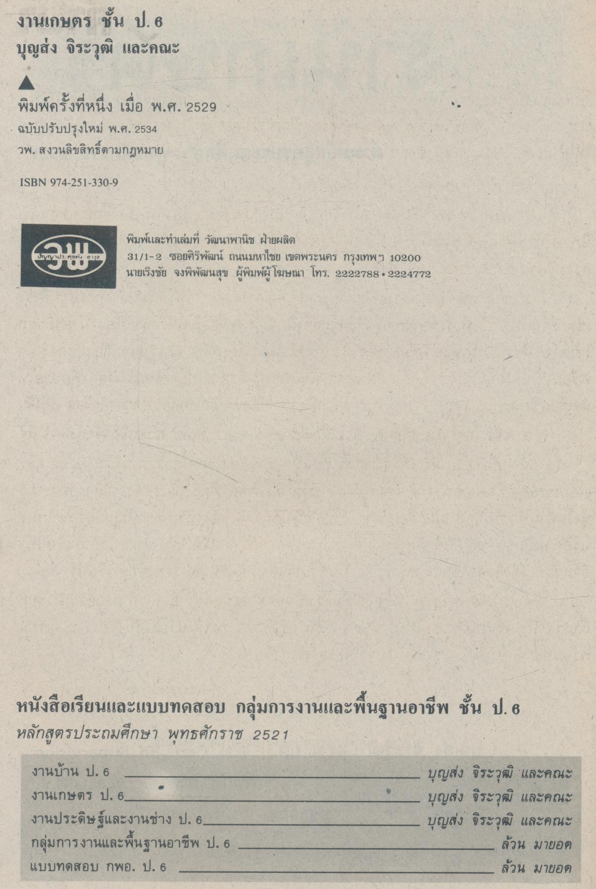 กิจกรรม กพอ. งานเกษตร ชั้นประถมปีที่ 6