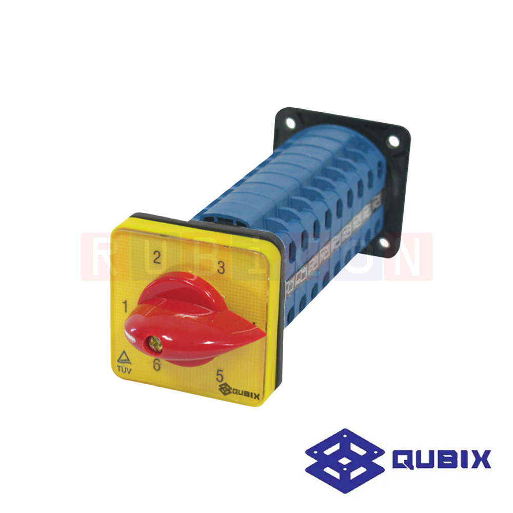 QUBIX SA16-6-9/61092-B03 สวิตช์มัลติสเต็ปแบบไม่มีตำแหน่งปิด 3P 16A 3kW / 5.5kW ขนาด 48×48มม. (MULTI-STEP SWITCHES WITHOUT "OFF" 3 POLE)