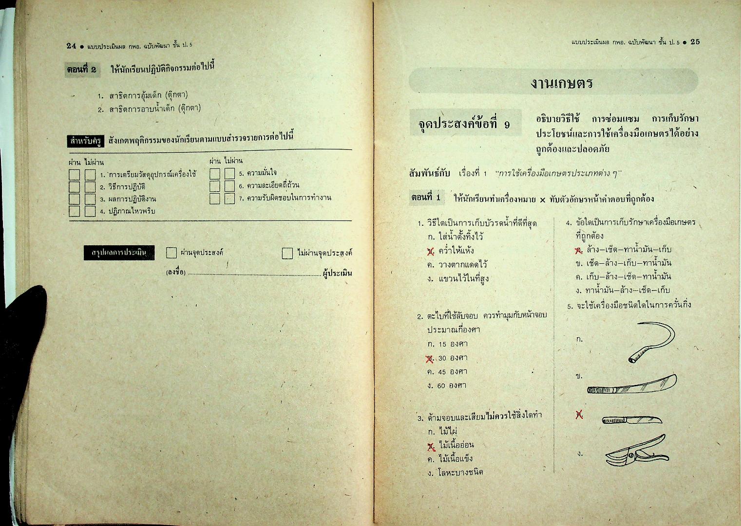 คู่มือครู-เฉลย แบบประเมิลผล ตามจุดประสงค์ ป.02 กลุ่มการงานและพื้นฐานอาชีพ ฉบับพัฒนา สำหรับชั้นประถมศึกษาปีที่ 5