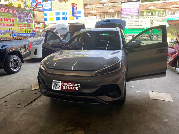 พรมปูพื้นรถยนต์ พรม7D BYD Atto3 EV 2022 สีน้ำเงิน +ไวนิลสีเทา