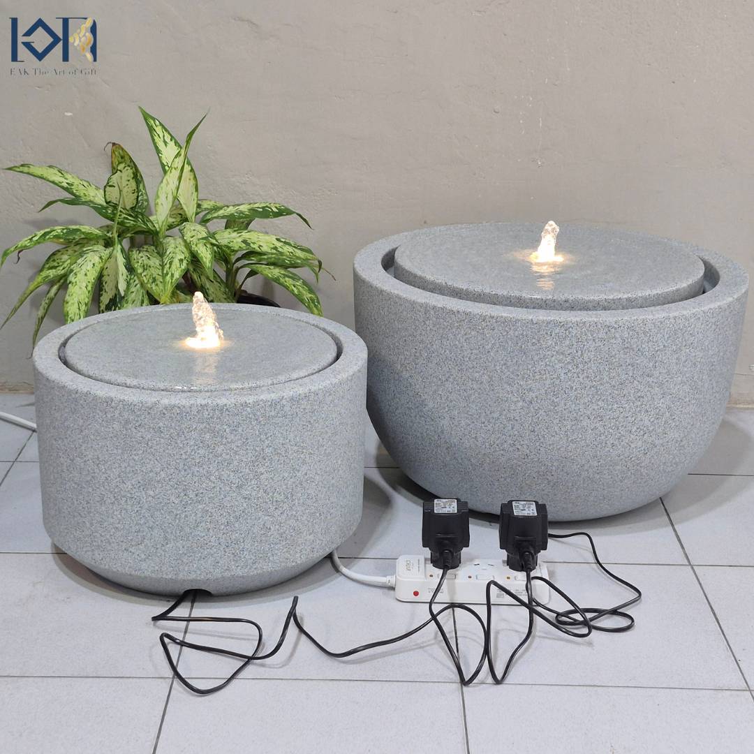 น้ำพุน้ำล้นแต่งบ้าน รุ่นGranniliteทรงกลม2ขนาด อ่างน้ำพุวางหน้าบ้านเสริมฮวงจุ้ย น้ำตกจำลองตั้งหน้าบริษัทร้านค้า