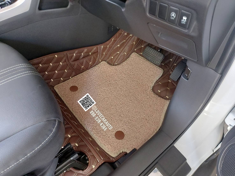 พรมปูพื้นรถยนต์ mitsubishi xpander 2023 พรมvvip สีกาแฟ + ไวนิลครีม