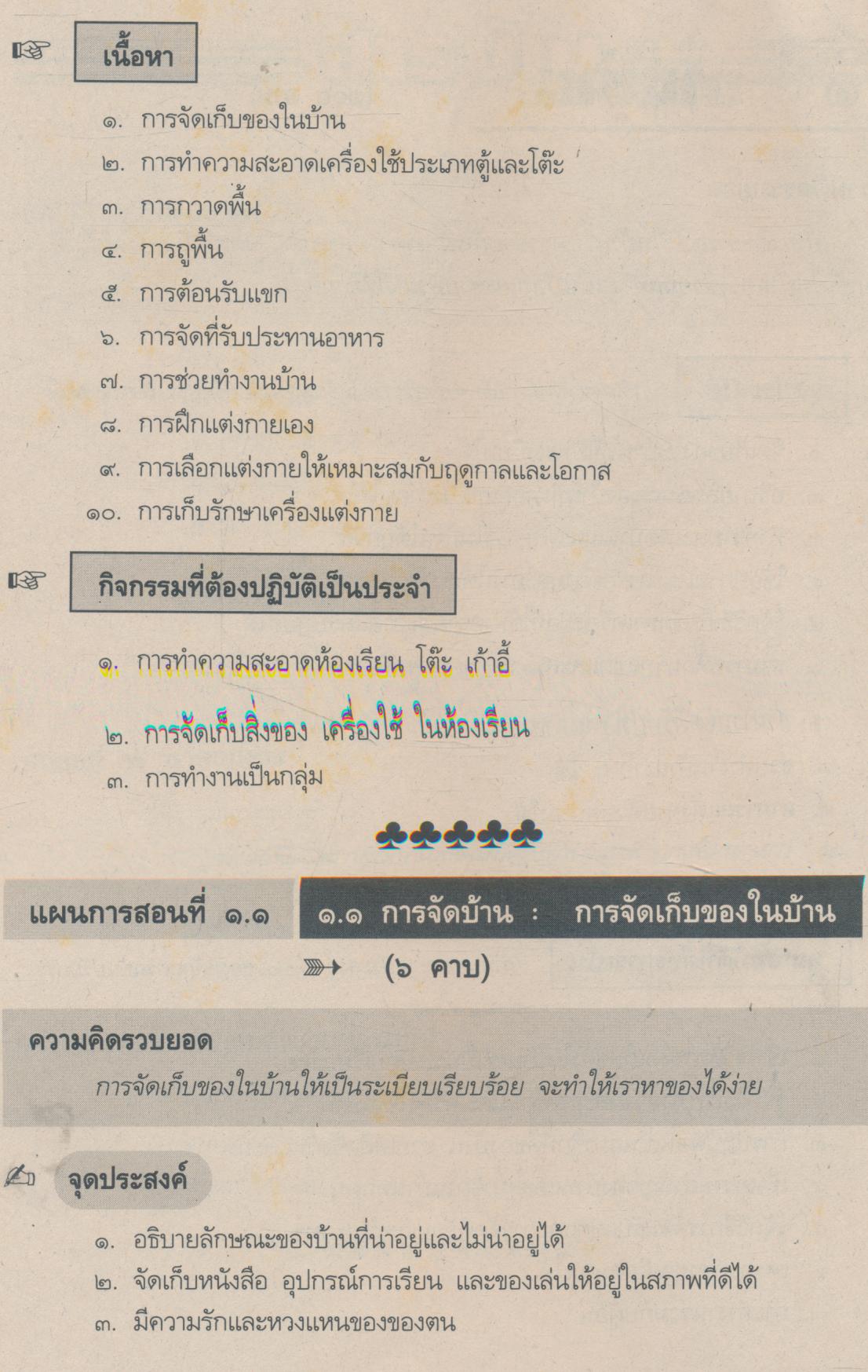 แผนการสอน : ที่เน้นกระบวนการ กพอ. ชั้นประถมศึกษาปีที่ ๑