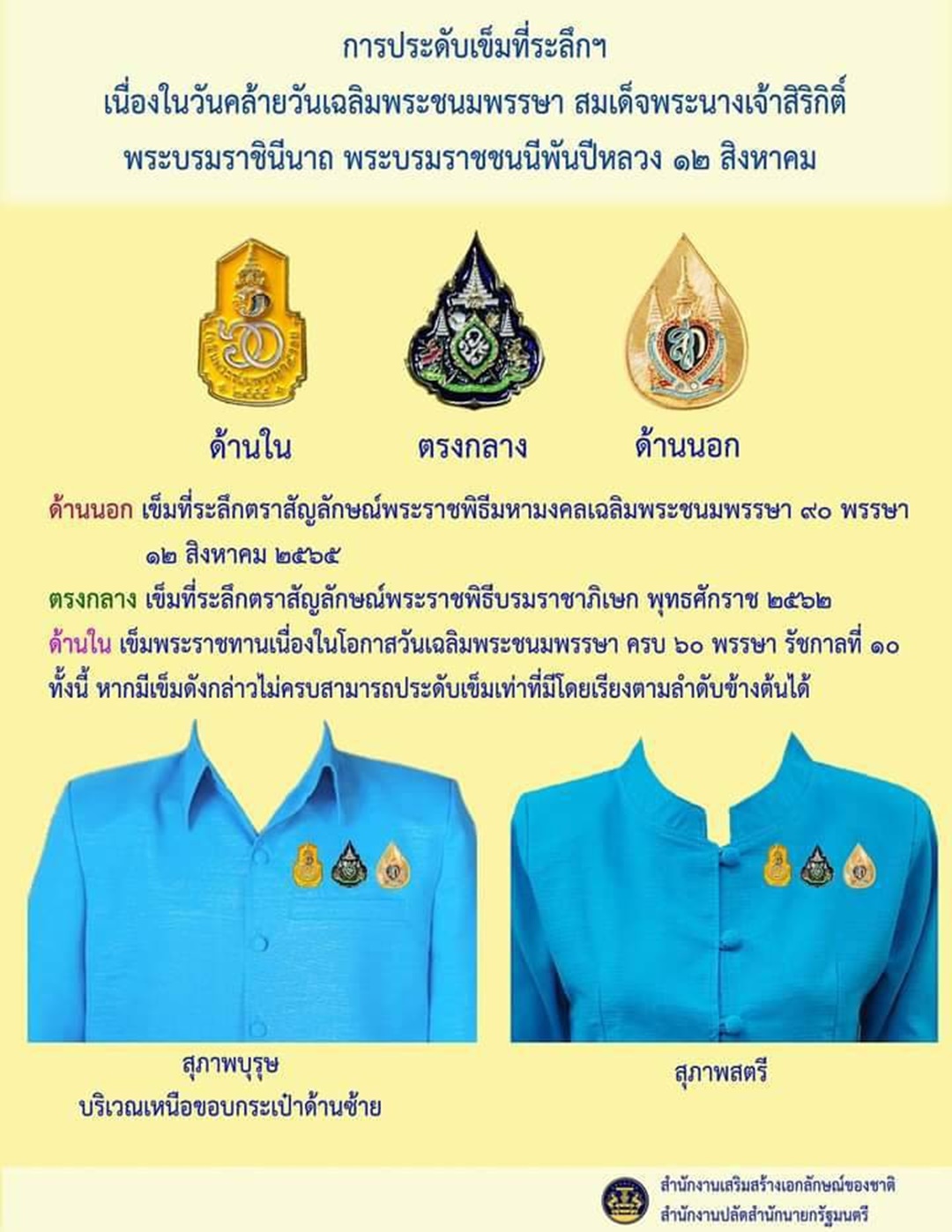 เข็มกลัด เข็มที่ระลึก พระพันปีหลวง (ราชินี) ครบรอบ 90 พรรษา พ.ศ.2565