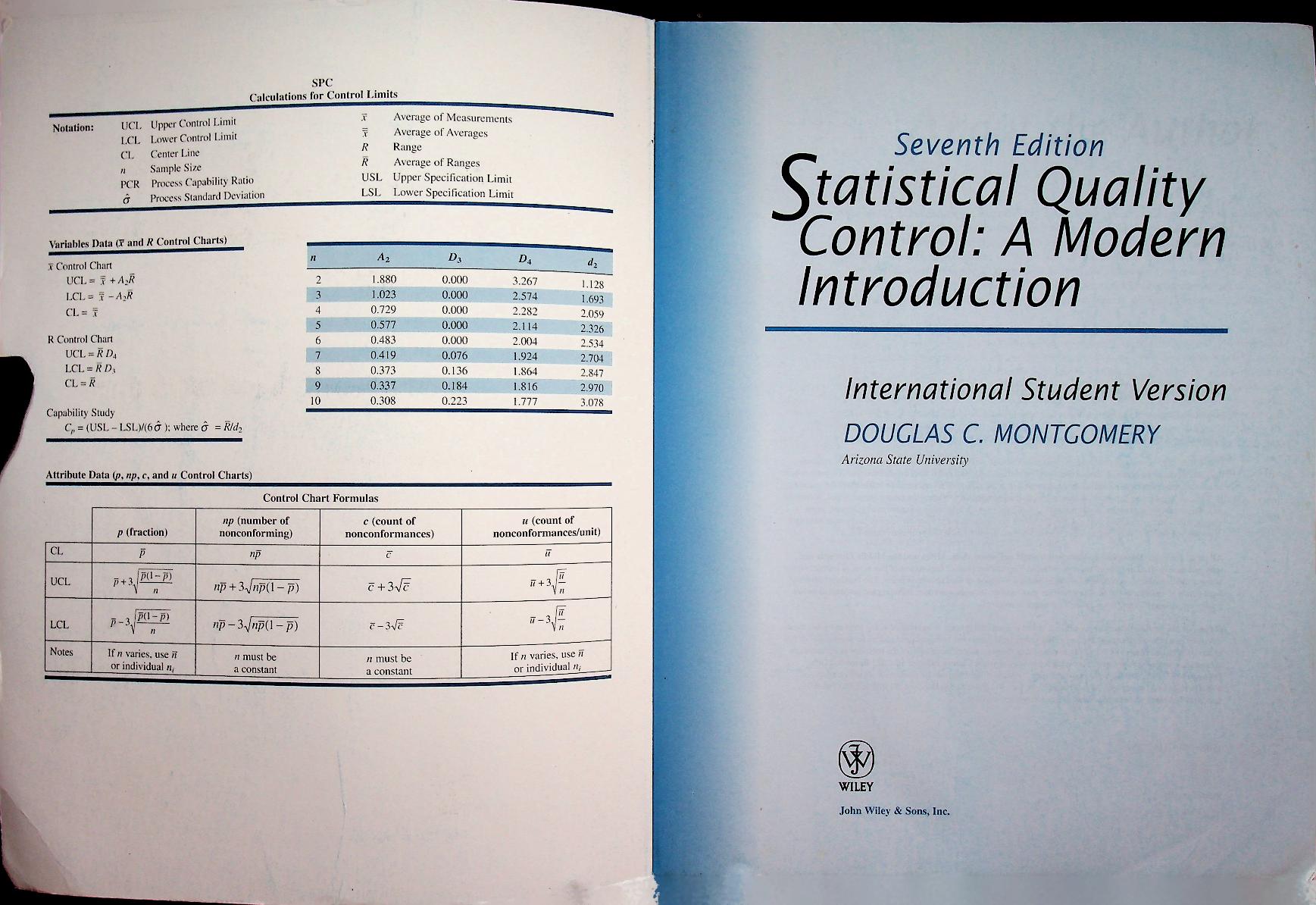 STATISTICAL QUALITY CONTROL : A Modern Introduction