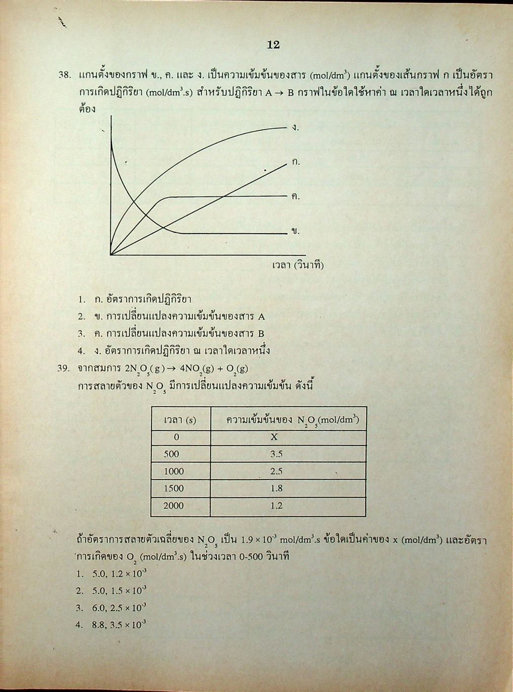 เฉลยข้อสอบเข้ามหาวิทยาลัย ENTRANCE ฉบับรวม 10 พ.ศ. เคมี พ.ศ.2529-2538