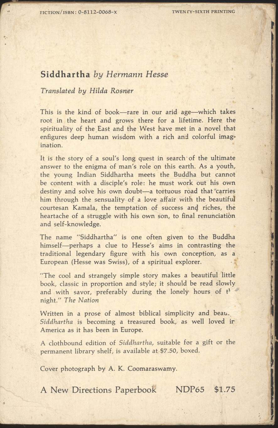 Siddhartha By Hermann Hesse