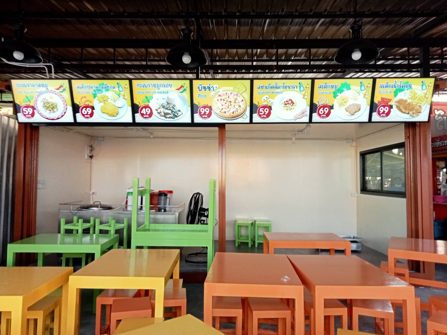 ป้ายกรอบป้ายไฟเมนูแต่งร้านอาหาร