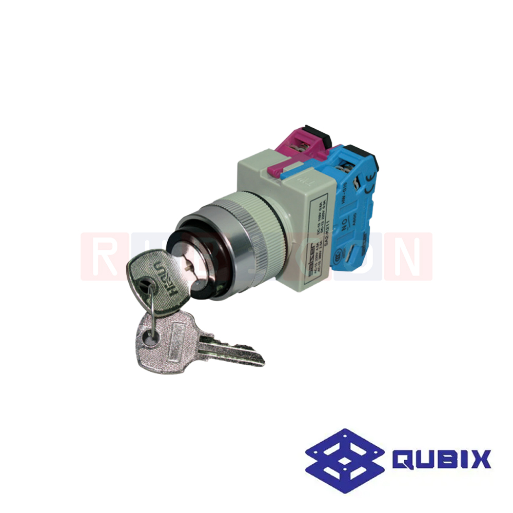 QUBIX SA2-K211 สวิตช์กุญแจ 2 จังหวะ CONTACT 1NO+1NC (CONTROL SWITCHES : Ø22/25MM.)