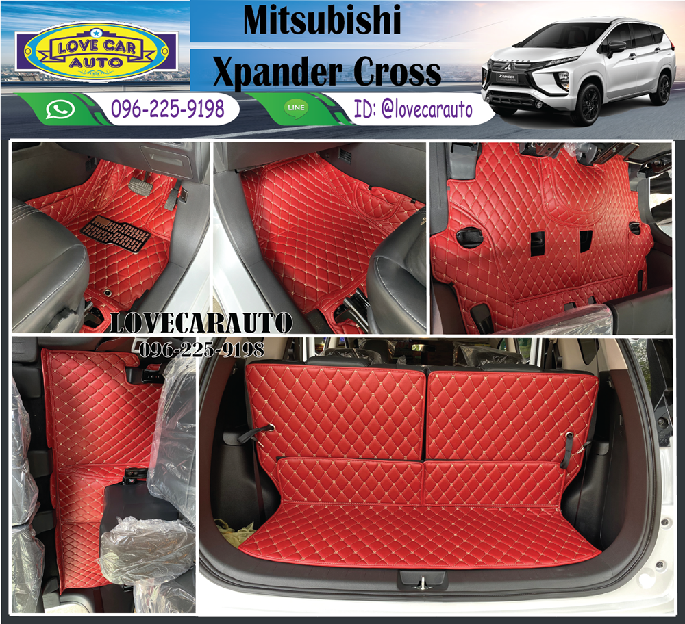 พรมปูพื้นรถยนต์ 6D Mitsubishi Xpander cross สีแดงไวน์