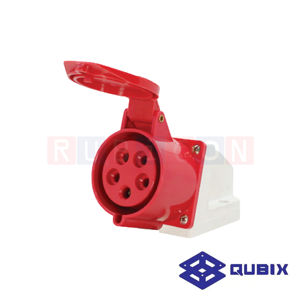 QUBIX AJ-125L ปลั๊กพาวเวอร์ตัวเมียติดลอย 5 ขา 3P+N+E 32A 220-415V 6H IP44