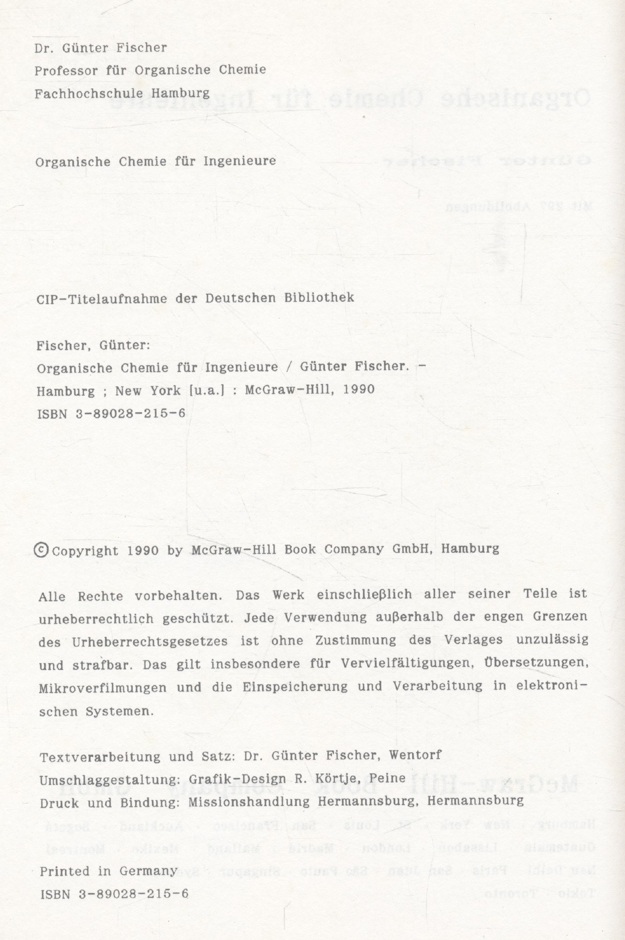 Organische Chemie fur Ingenieure