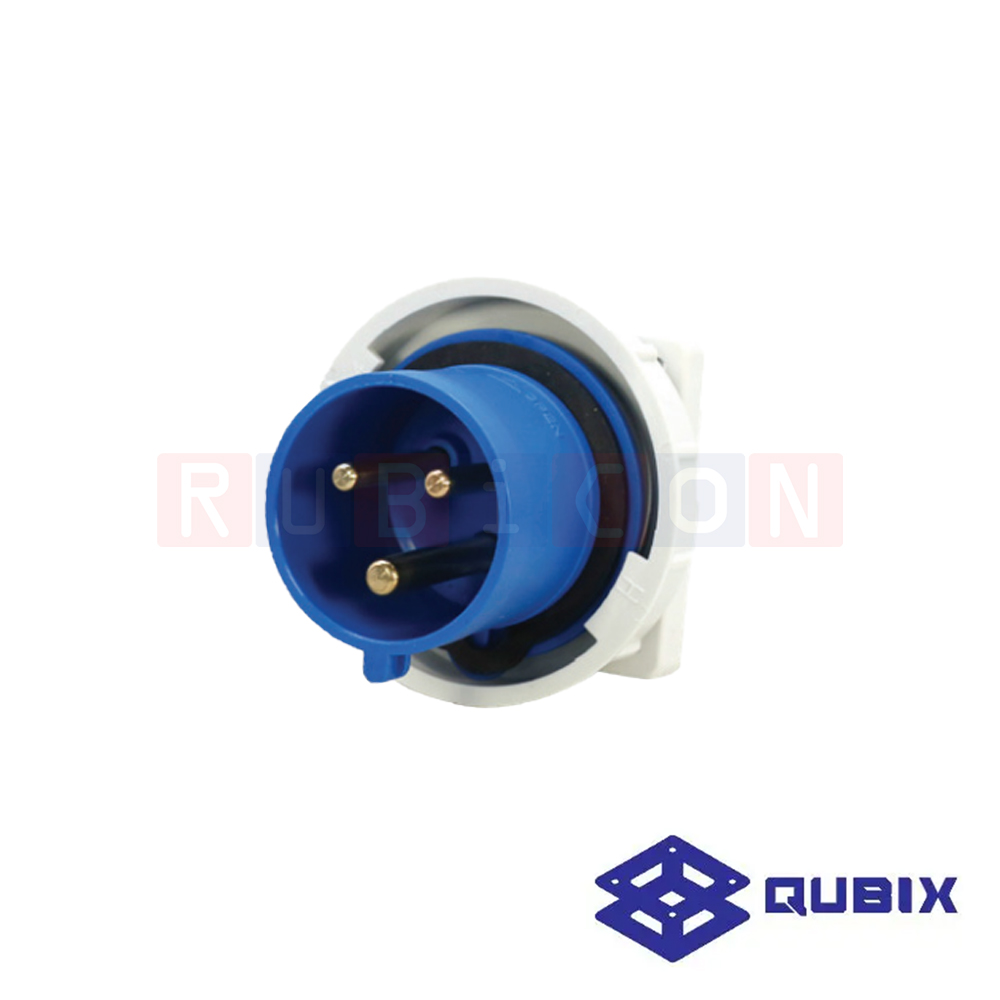 QUBIX AJ-6232 ปลั๊กพาวเวอร์ตัวผู้ฝังกันน้ำ 3 ขา 2P+E 32A 220-240V 6H IP67