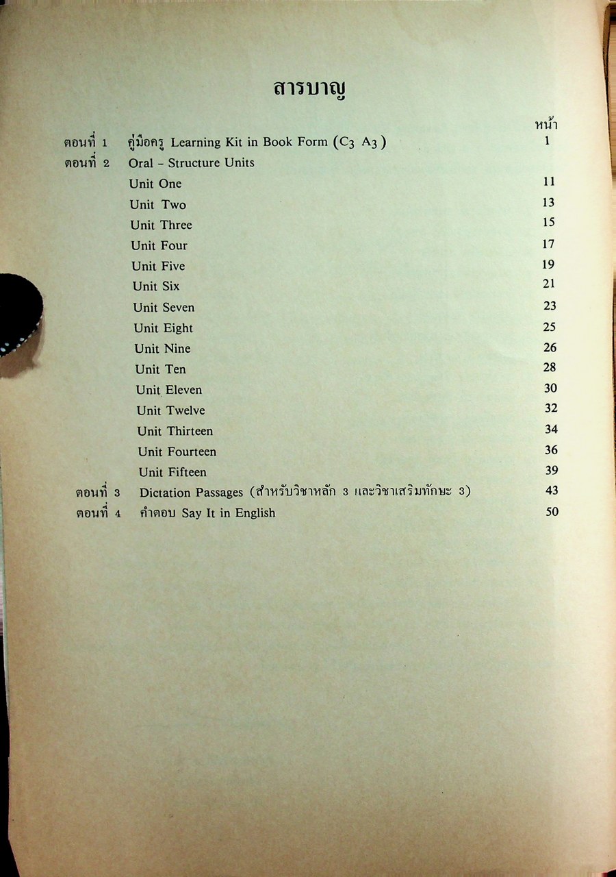 คู่มือครู สำหรับ Learning Kit in Book Form C3 A3 และ Oral - Structure Units ระดับมัธยมศึกษาตอนต้น