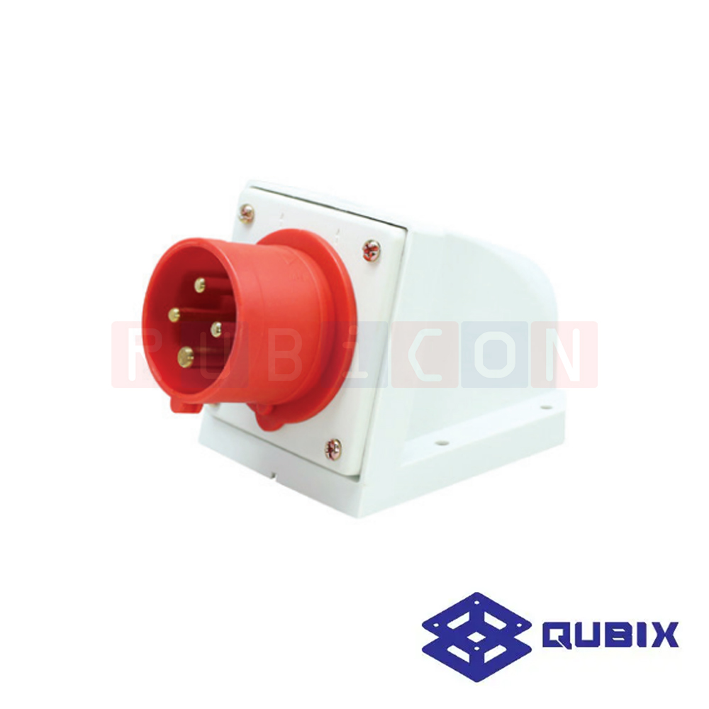 QUBIX AJ-P514 ปลั๊กพาวเวอร์ตัวผู้ลอย 4 ขา 3P+E 16A 380-415V 6H IP44