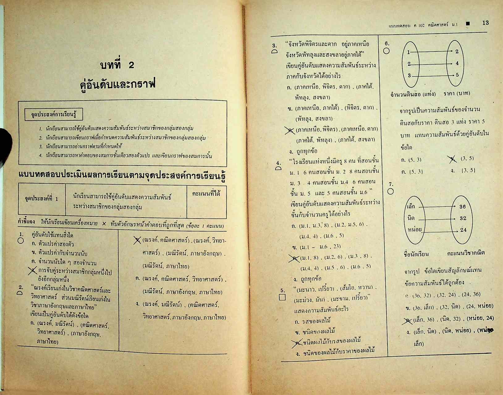 คู่มือครู-เฉลย แบบทดสอบประเมินผลตามจุดประสงค์การเรียนรู้ คณิตศาสตร์ ม.1 ภาคเรียนที่ 2 ค 102
