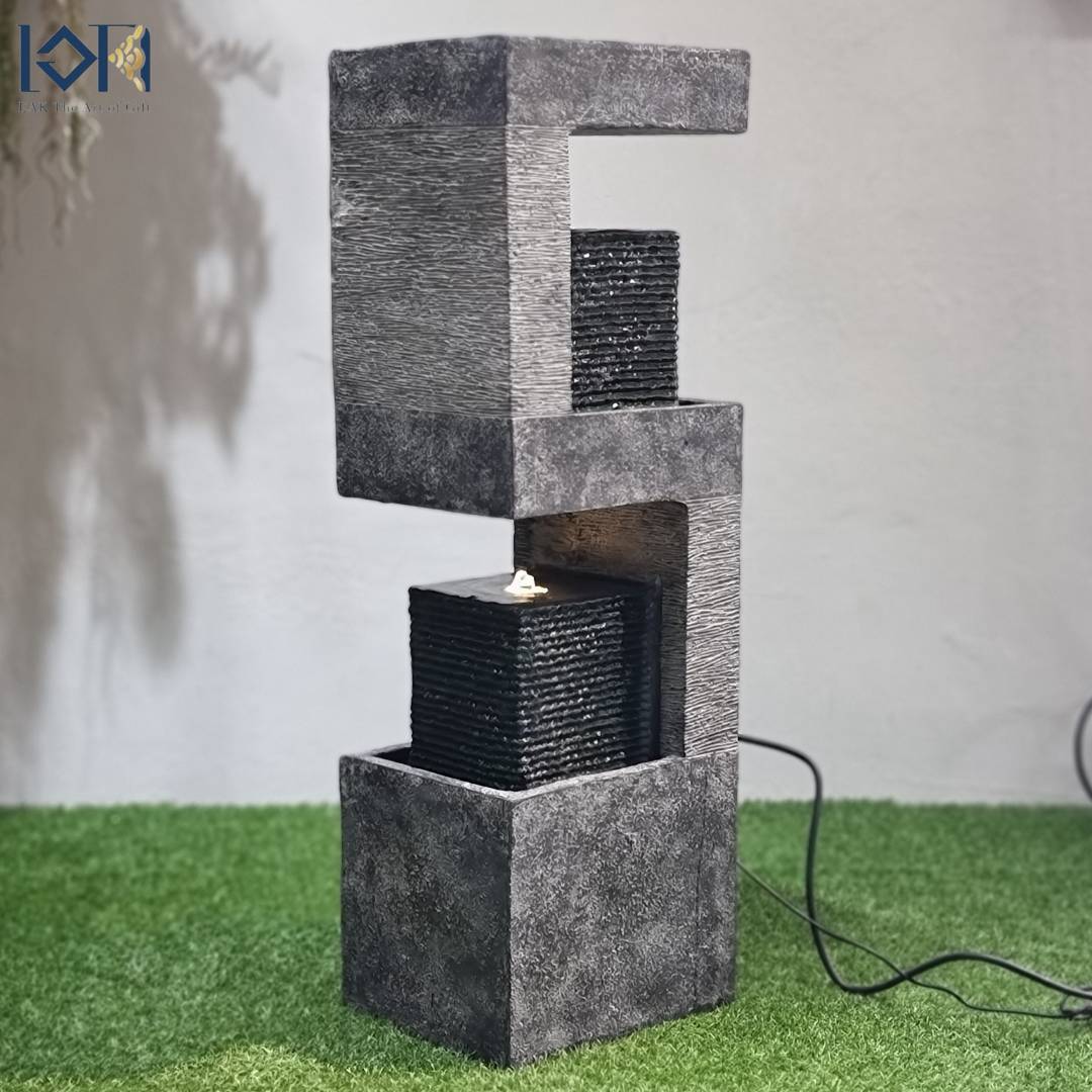 น้ำพุน้ำล้นหน้าบ้าน รุ่นMZ14467GA ออกแบบเป็นเลขห้ามงคล5พลังด้านบวก น้ำพุเสริมฮวงจุ้ยแต่งบ้าน น้ำพุล้นแต่งสวนสวยๆ