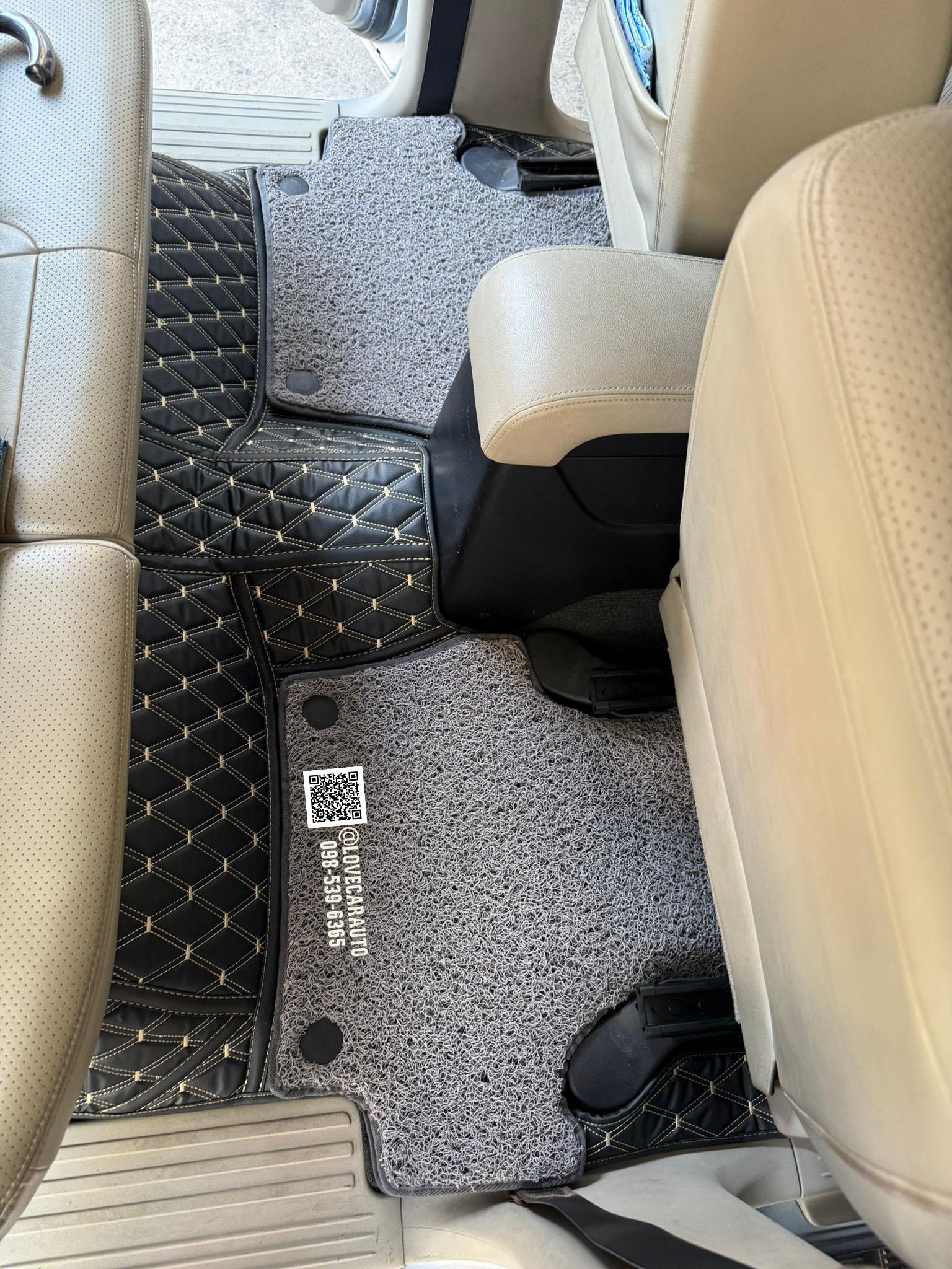 พรมปูพื้นรถยนต์ 7D Mitsubishi Pajero 2011 VVIP ด้ายคู่ สีดำด้ายทอง + ไวนิลเทา