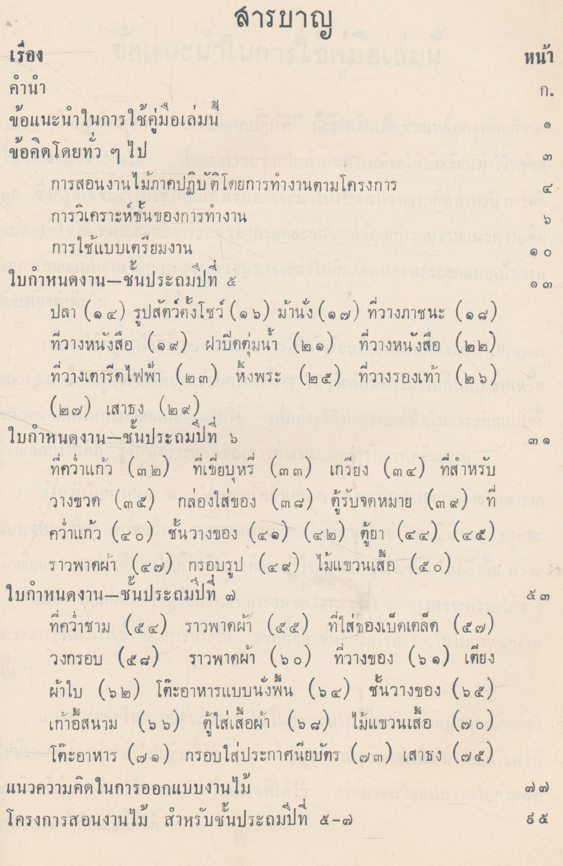 คู่มือครูหัตถศึกษา งานไม้ภาคปฏิบัติ สำหรับชั้นประถมศึกษาตอนปลาย