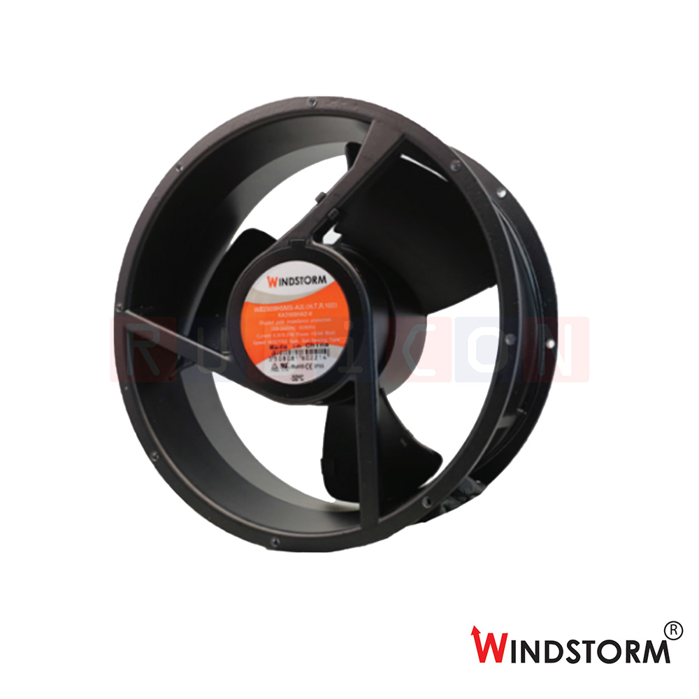 "WINDSTORM" WB2509H5MS-A2L-G พัดลมระบายอากาศ แบบลูกปืนกันน้ำ ทนร้อน 10" 220-240VAC