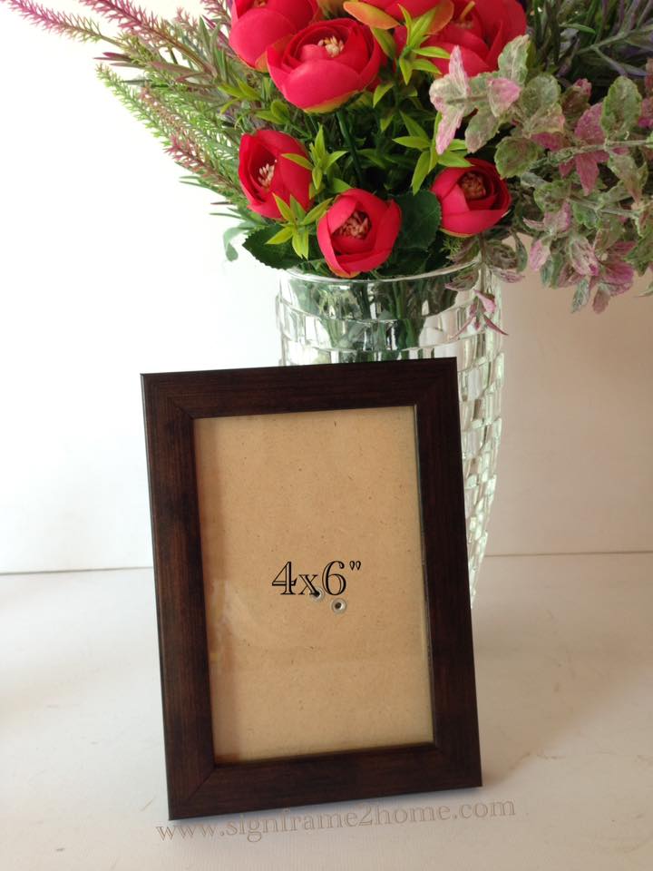 กรอบรูปสีโอ๊คน้ำตาลเรียบ หน้าไม้ 0.6" ขนาดกรอบ 4x6"