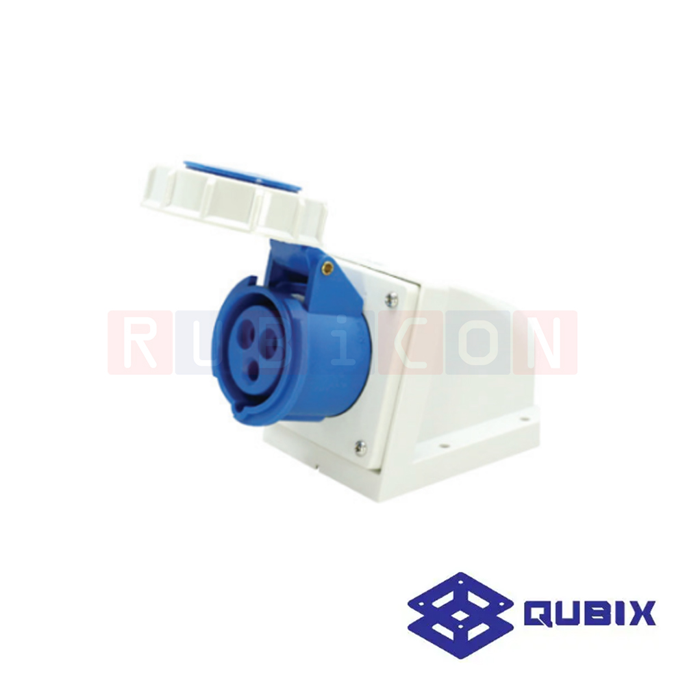 QUBIX AJ-1132 ปลั๊กพาวเวอร์ตัวเมียติดลอยกันน้ำ 3 ขา 2P+E 16A 220-240V 6H IP67