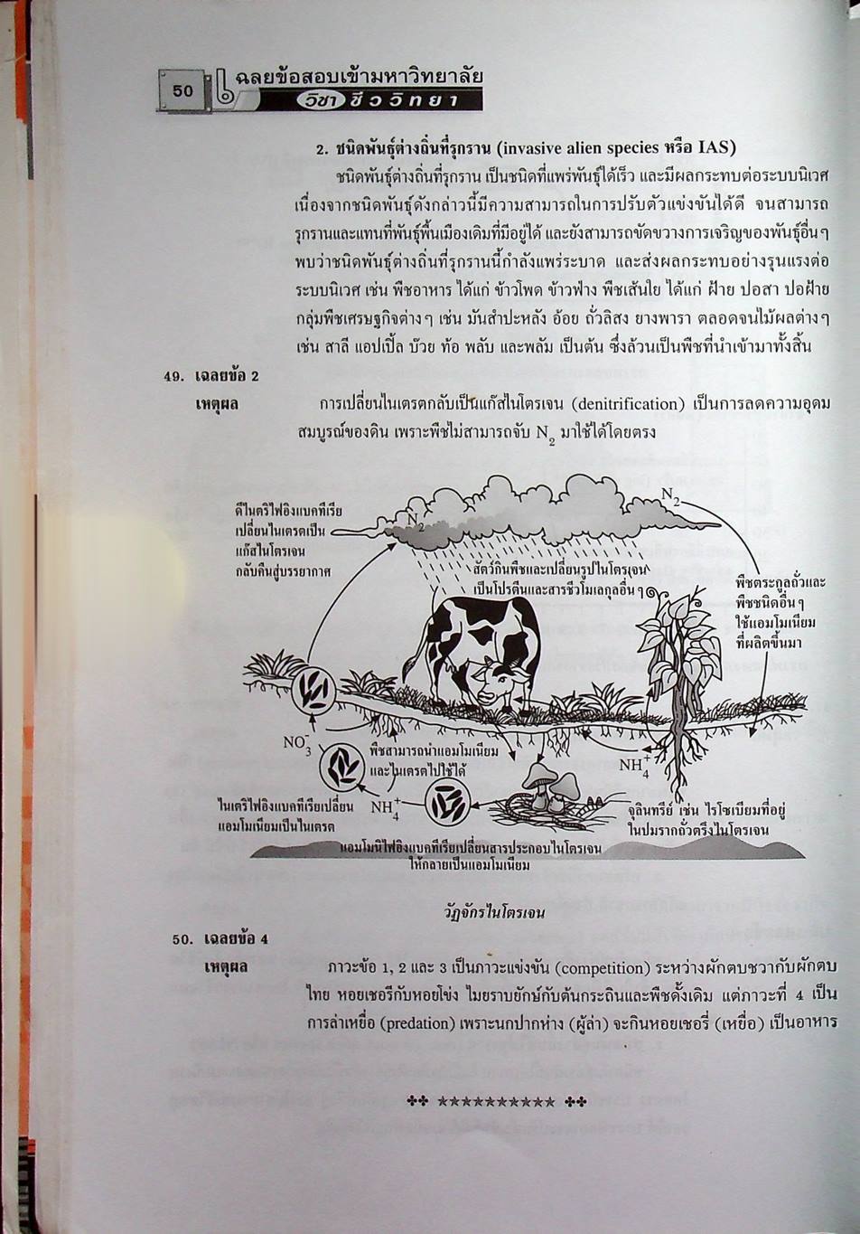 เฉลยข้อสอบเข้ามหาวิทยาลัย ชีววิทยา ฉบับรวมหลาย พ.ศ.